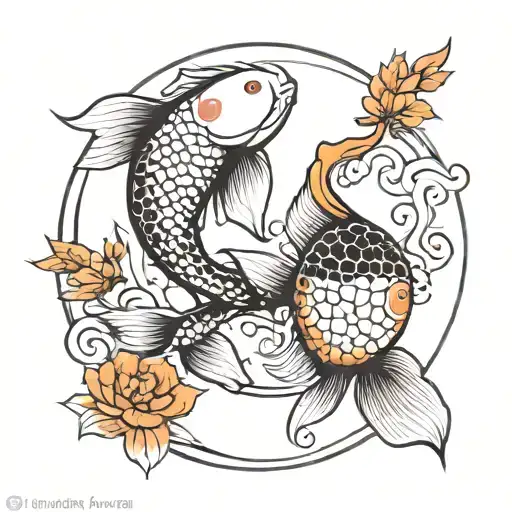 Minimalist Koi Fish Yin Yang Tattoo Design