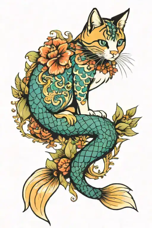 Cat And Mermaid Tail
