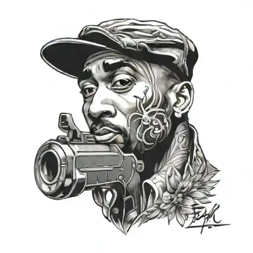 2Pac Portrait With A Gun