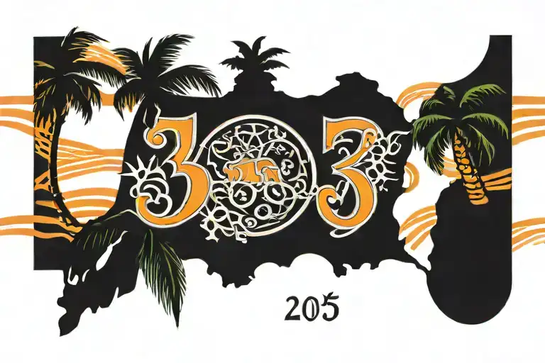 305 With The Zero As A Orange With Palm Trees In The Background And The State Of Florida