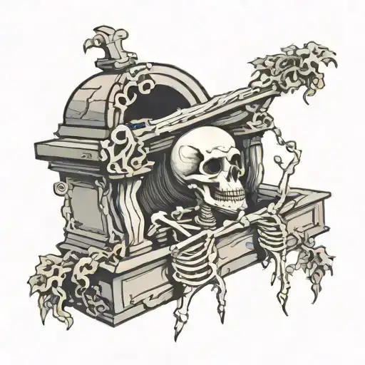 Skeleton Climbing Out Of Grave