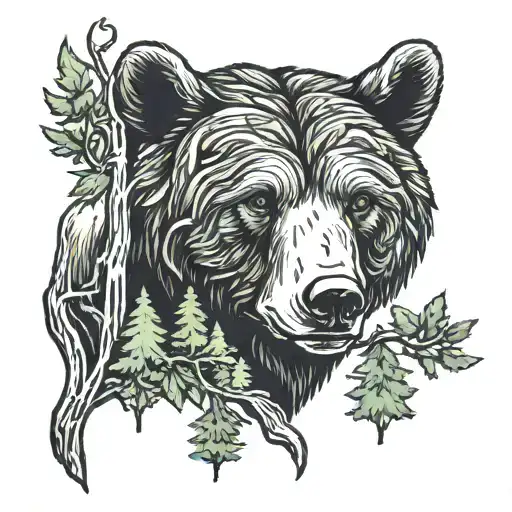 Forest With Bear Head