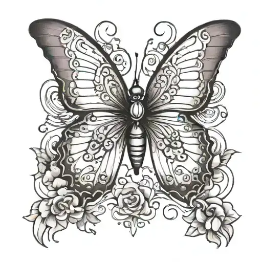 Butterfly Below The Chest With A Symbol Linked To My Mother And My Grandmother