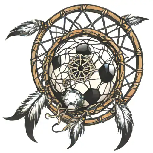 Dreamcatcher With Soccer Ball Woven In The Center