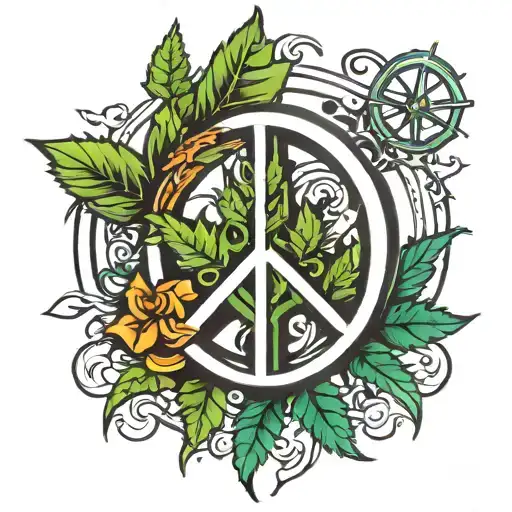 Peace Symbol With Weed Leaf