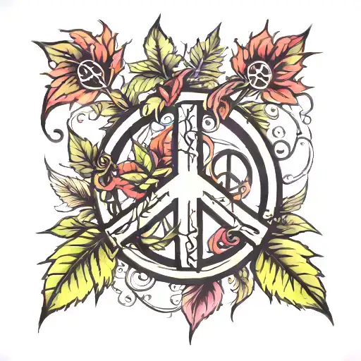 Peace Symbol With Weed Leaf