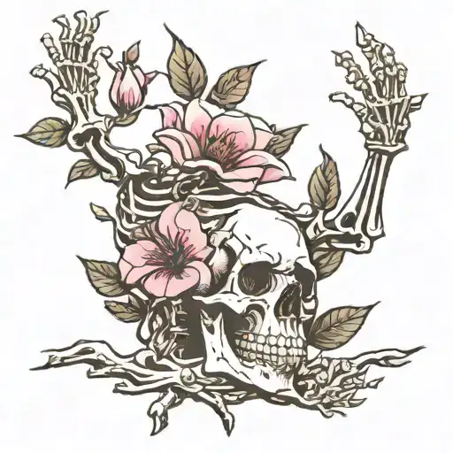 Skeleton Reaching For Magnolia Branch