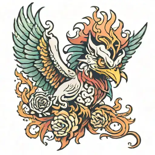 Phoenix Tattoo With Joker Smile Face