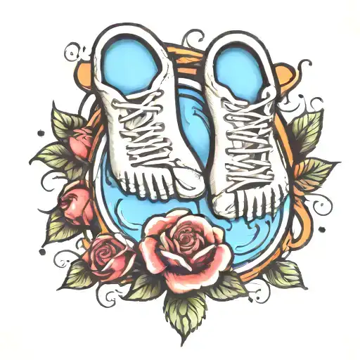 Baby Foot Print With A Rose Intertwined