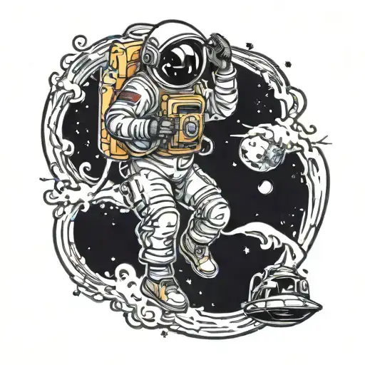 Astronaut Jumping Onto Vinyl