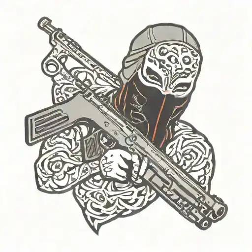 Ski Mask Holding Gun