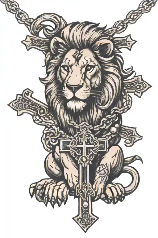 Lion With A Cross Necklace