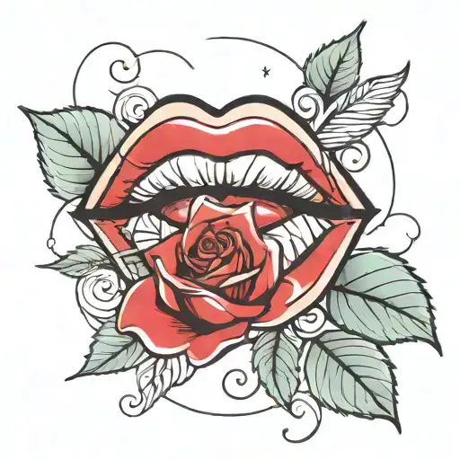 Lips With A Rose Intertwined