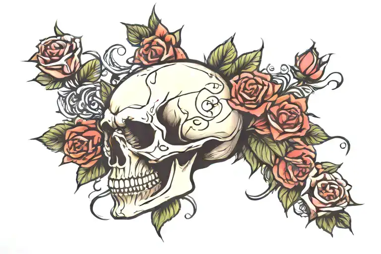 Skull And Roses Tattoo