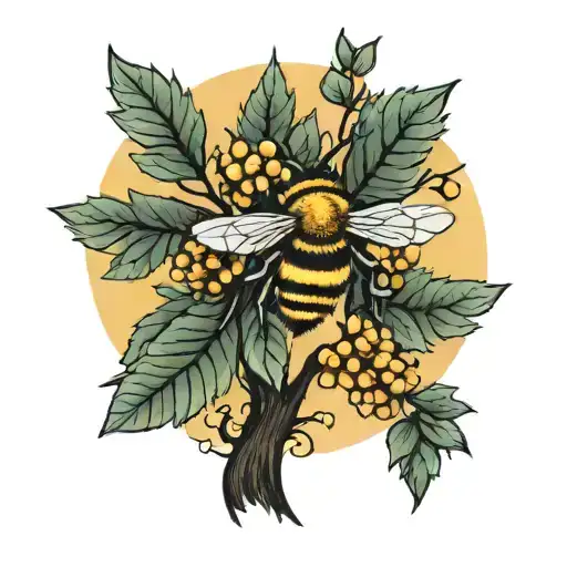 Honey Bee In A Tree Silhouette