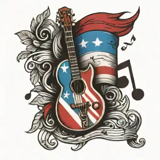 Puerto Rican Flag And Music Notes