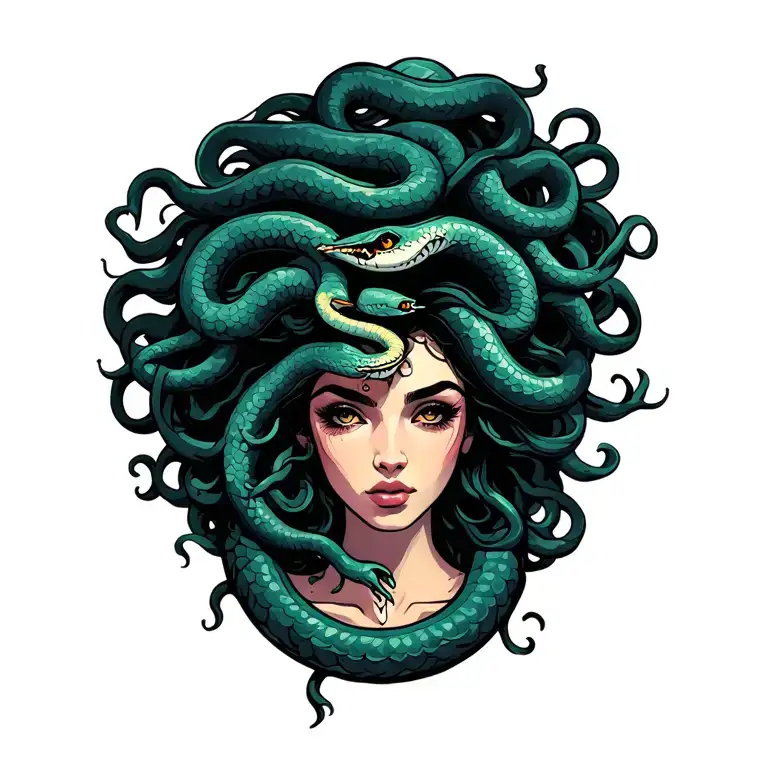 Woman Gorgon Medusa With Snake Hair
