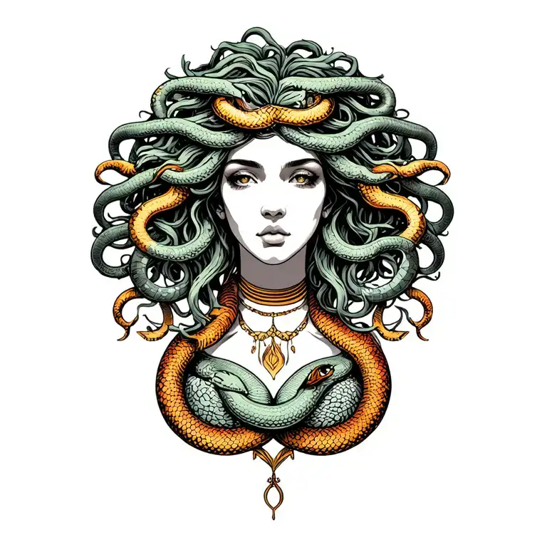 Woman Gorgon Medusa With Snake Hair