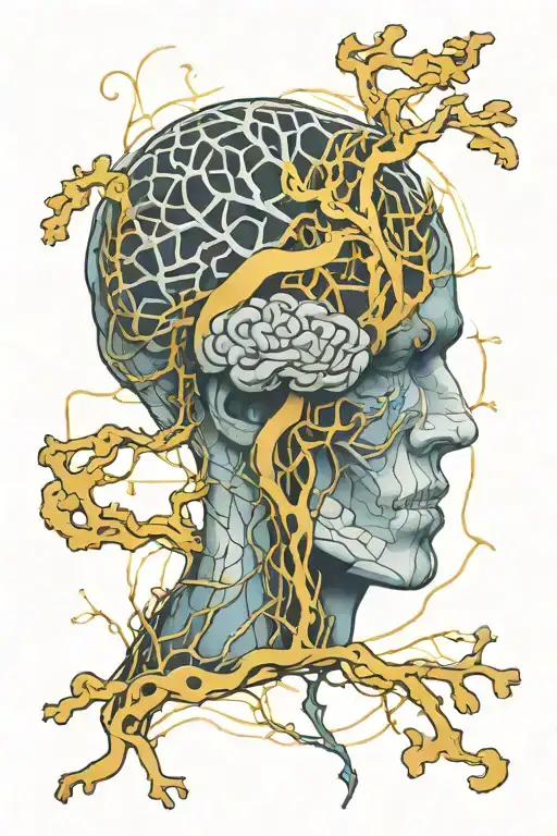 Fine Line Kintsugi Brain Intertwined