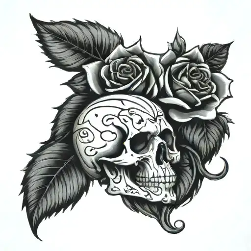 Skull Rose Tattoo Design