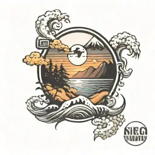 Ying Yang Mountains & Beach Sunset