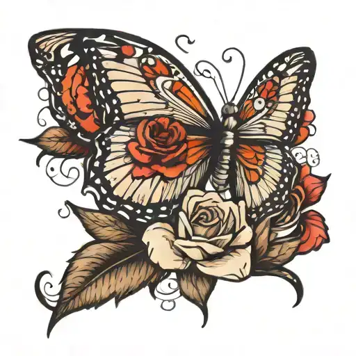 Butterfly And A Rose