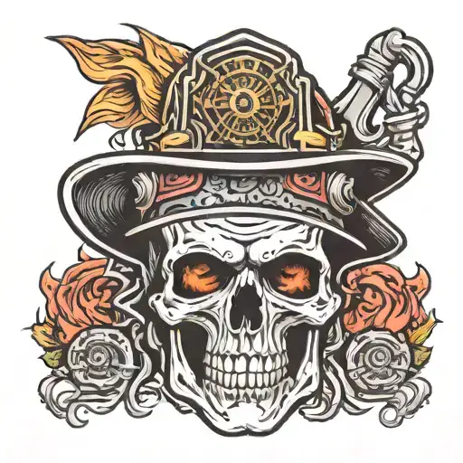 Head Half Firefighter And Half Skull