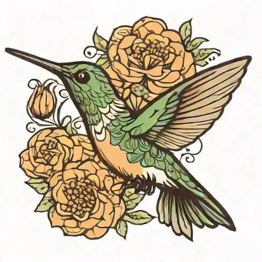 Small Minimalist Undetailed Humming Bird Flying