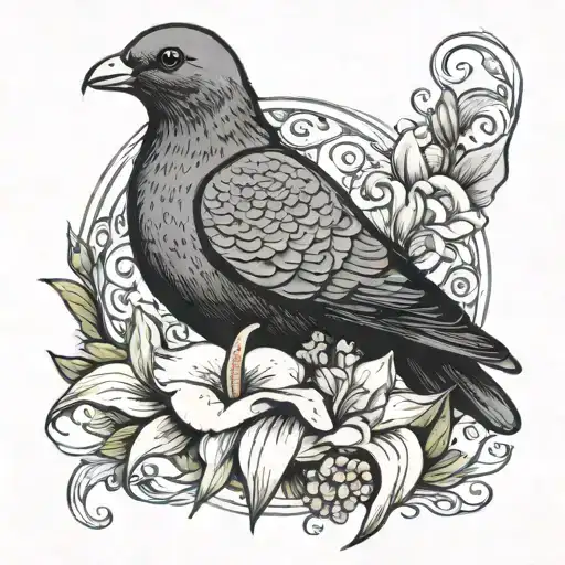 Memorial Pigeon With Calla Lily