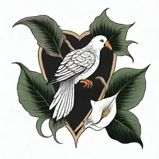 Memorial Fine Line Pigeon With Calla