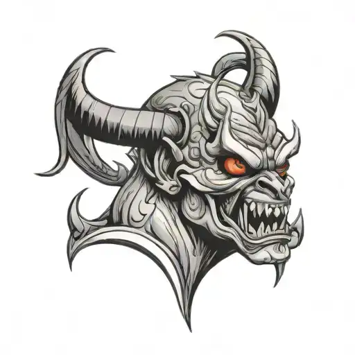 Devil Demon Head Looking Angry