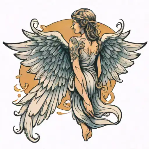 Angel Facing Out With Wings Open