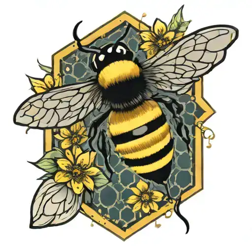 Queen Bee Surounded Honeycomb