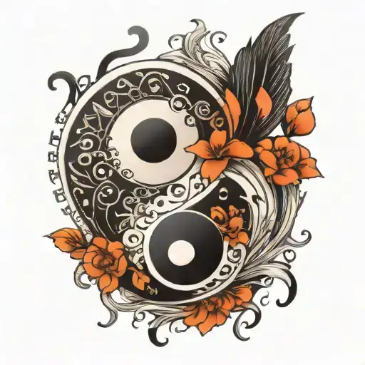 Ying Yang Symbol With Music Symbols Incorporated