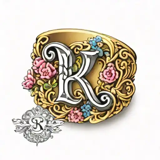 Wedding Ring With R Initial
