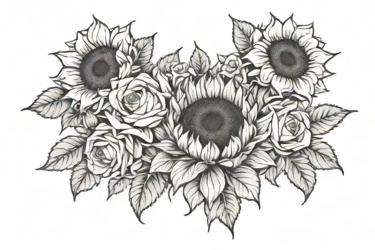Sunflower And Rose