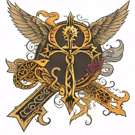 Ankh Combined With Fenix Bird