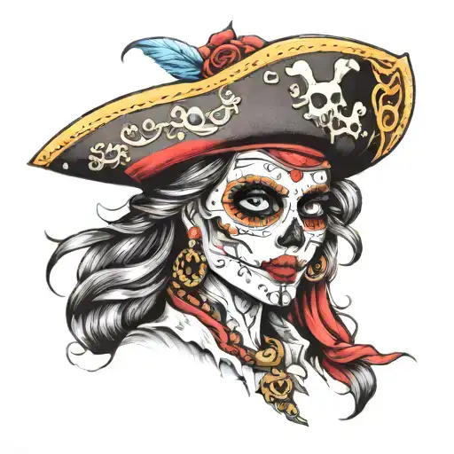 Pirate Captain Girl Day Of The Dead Style