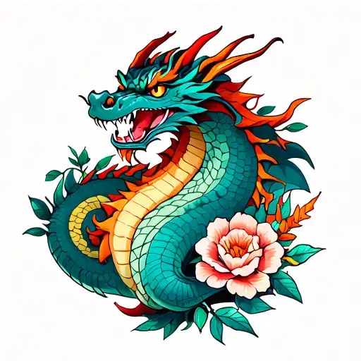 Dragon With Inifinty Add Some Flowers