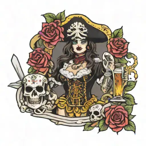Pirate Bar Maid Day Of The Dead Roses