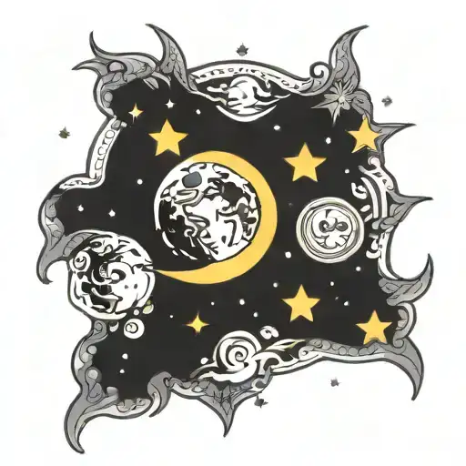 Moon Surrounded By Stars