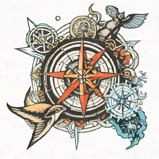 Scuba Diving With Compass Rose