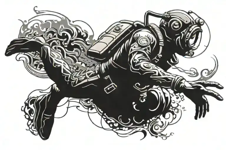 For Arm Scuba Diver Human Male In A Horizontal Silhouette