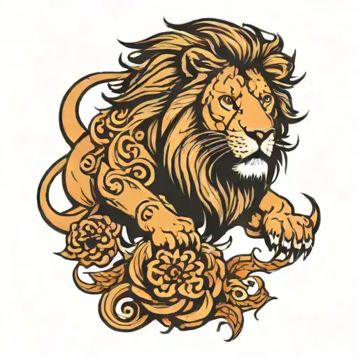 Minimalist Tattoo Lion Strength Wealth Power Endurance