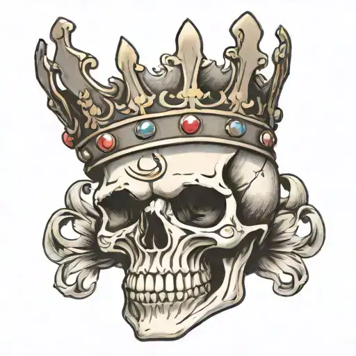 A Single Skull Wearing A Crown