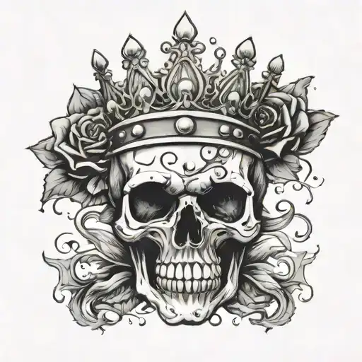 A Single Skull Wearing A Crown