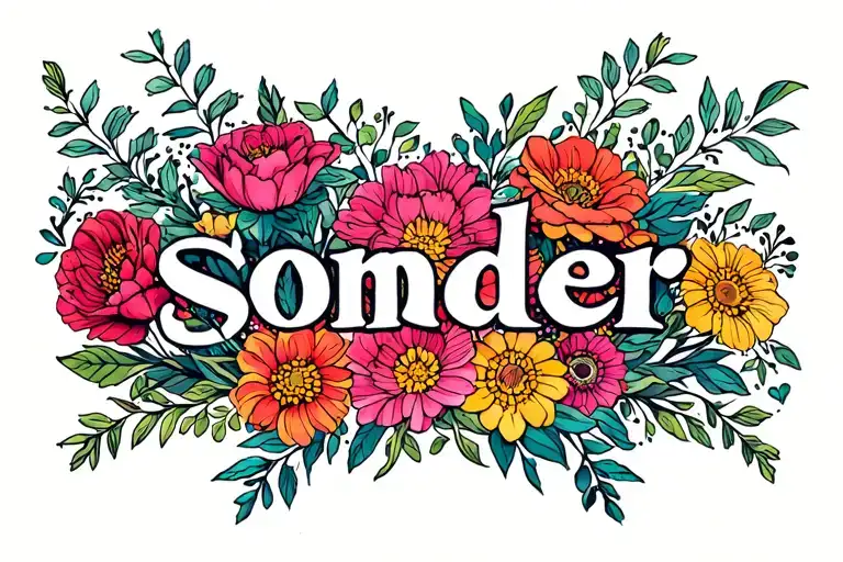 Word Sonder And Flowers Surrounding