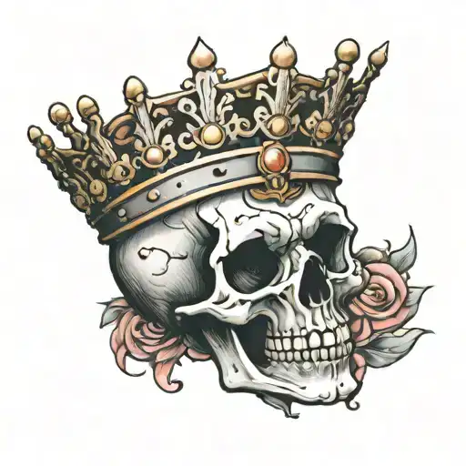 A Single Skull Wearing A Tiny Crown