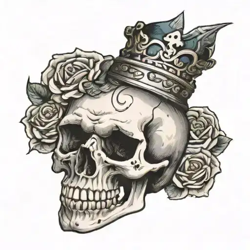 A Single Skull Wearing A Tiny Crown