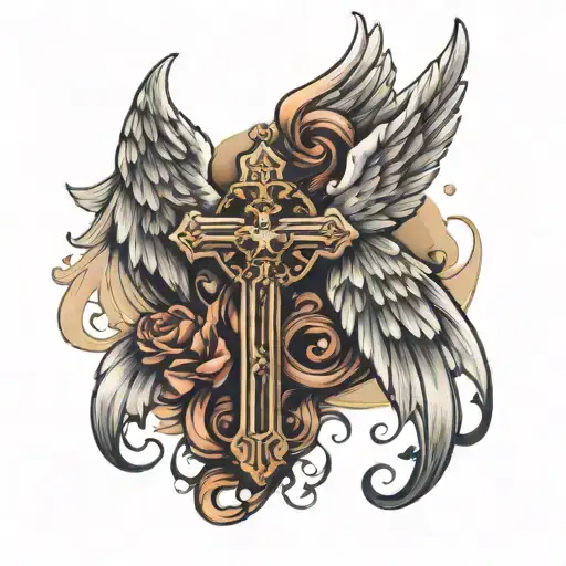 Angel Wings With Cross